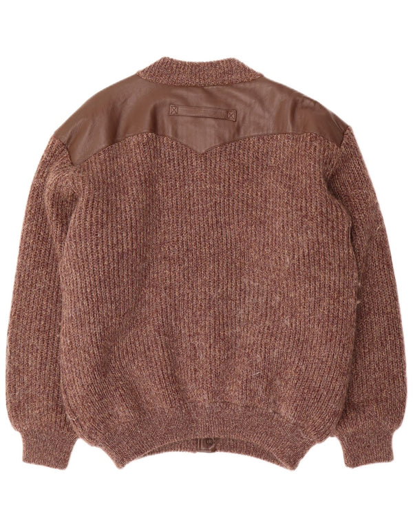 Ted Lapidus Chaqueta bomber de punto para hombre IT 52 XL Lana moteada marrón