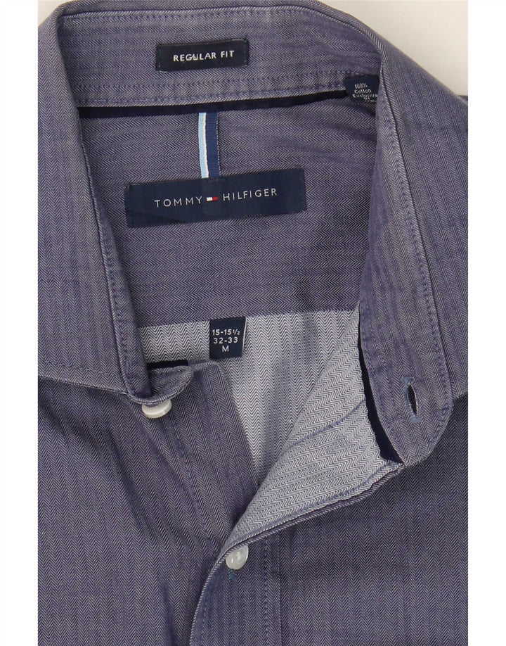 Camisa Tommy Hilfiger para hombre talla 15 1/2 mediana azul marino en espiga