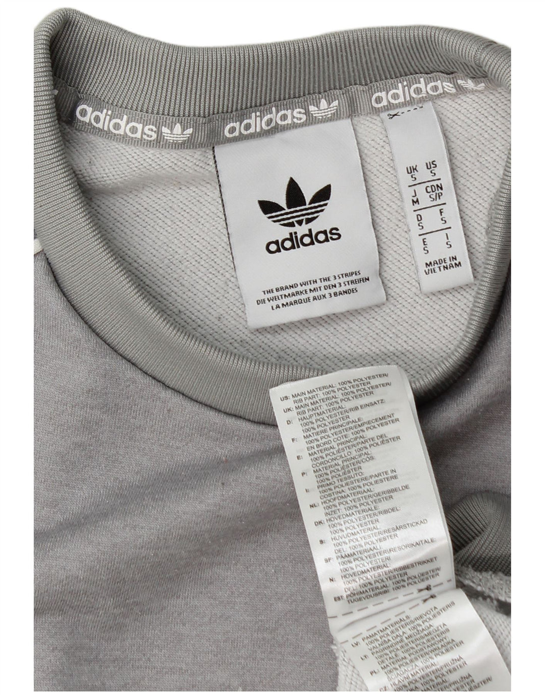 Adidas Hombre Sudadera Jumper Small Gris Poliéster