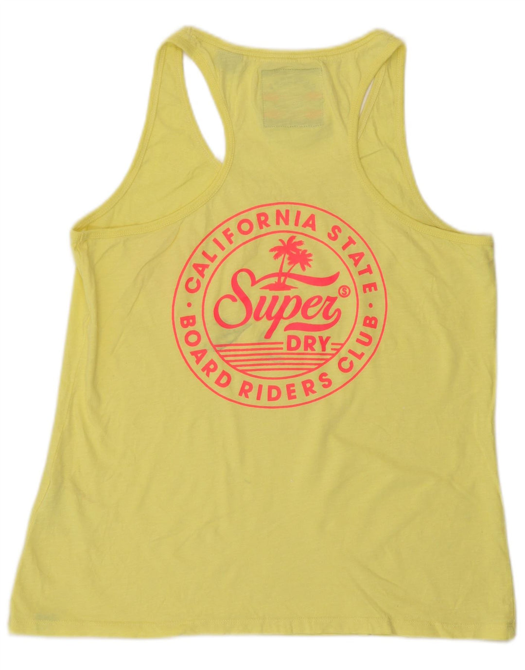 Superdry Mujer Graphic Vest Top UK 42 Algodón Amarillo Medio