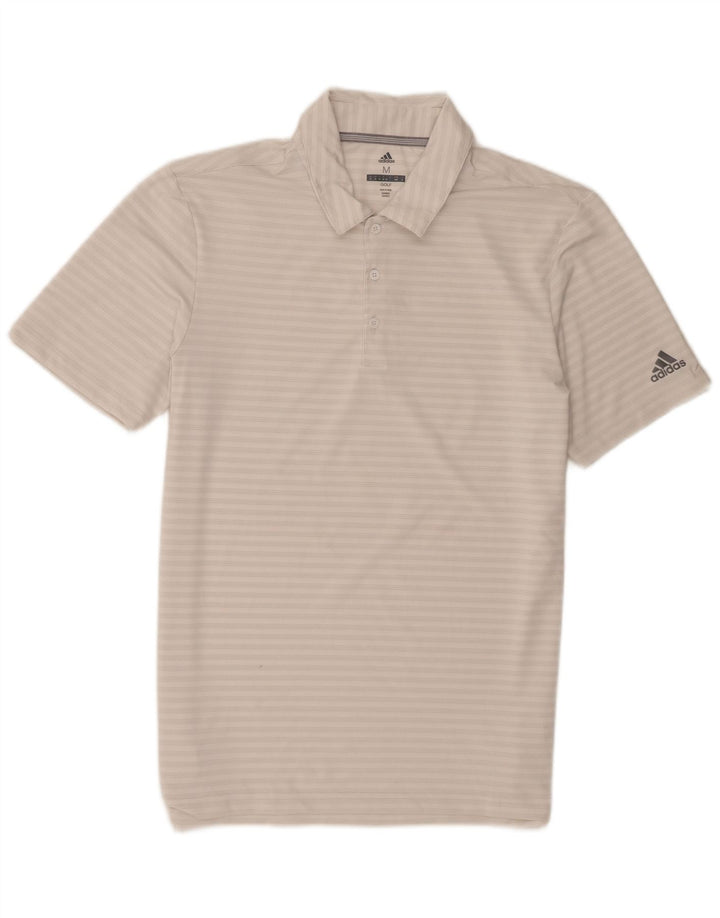 Adidas Polo De Golf Para Hombre Poliéster Rayado Blanco Mediano