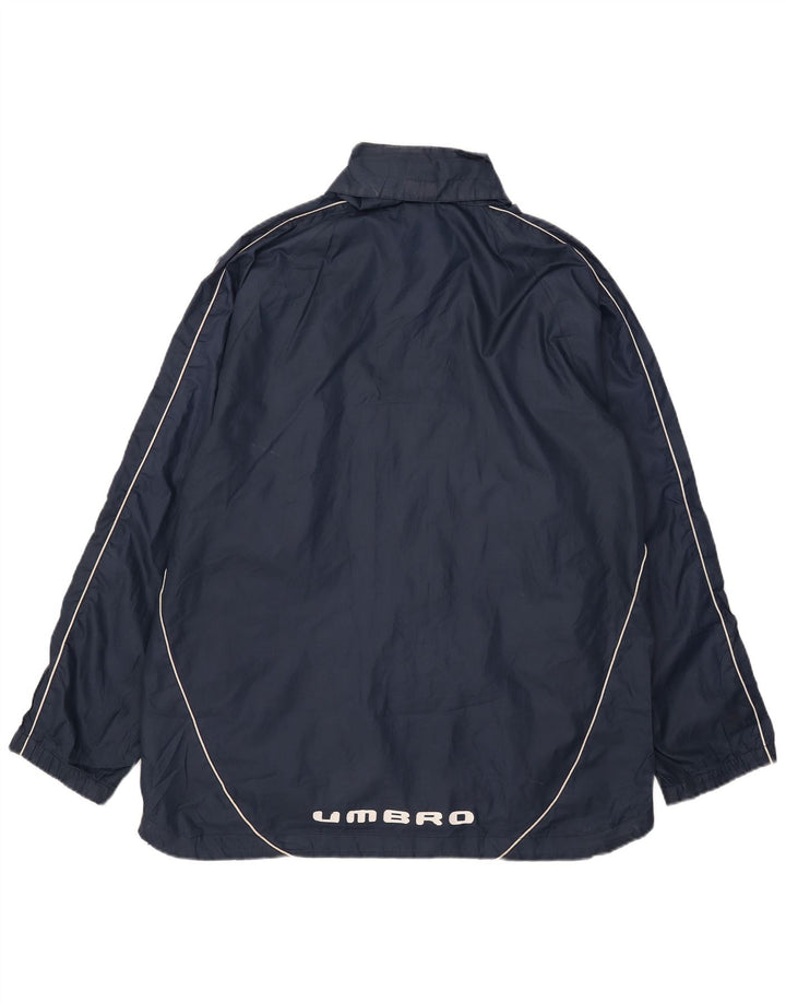 Umbro Chaqueta impermeable con capucha gráfica para hombre Reino Unido 40 Grande Poliéster azul marino