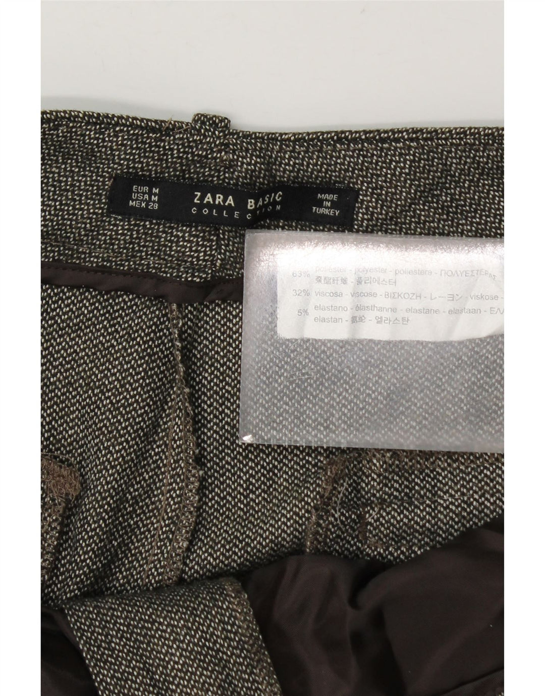 Zara Mujer Crop Suit Pantalón Mediano W28 L24 Caqui Poliéster