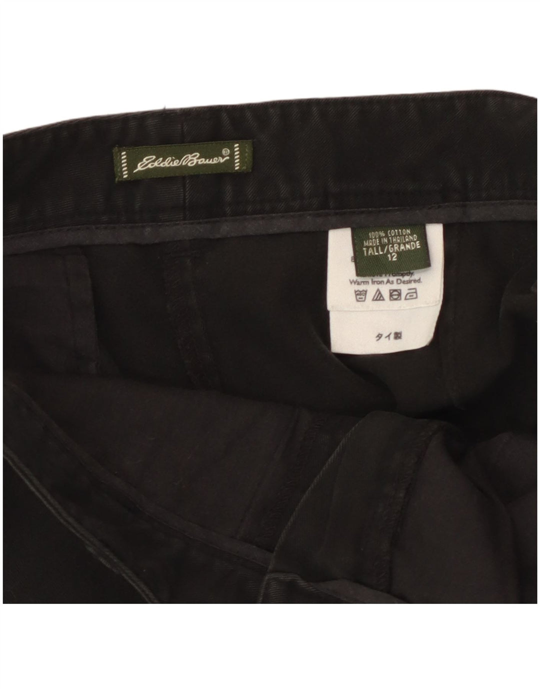 Eddie Bauer Pantalones cortos chinos altos para mujer US 12 Grande W32 Algodón negro