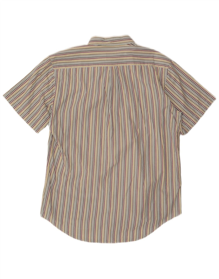 Dack's Camisa de manga corta para hombre de algodón a rayas multicolor grande