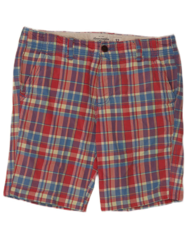 Abercrombie & Fitch Pantalones cortos chinos para hombre W32 Algodón a cuadros multicolor mediano