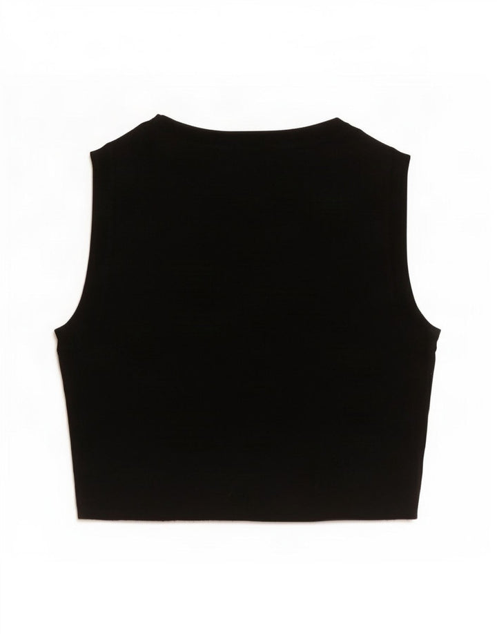 Zara Mujer Crop Vest Top UK 8 Small Viscosa Negra