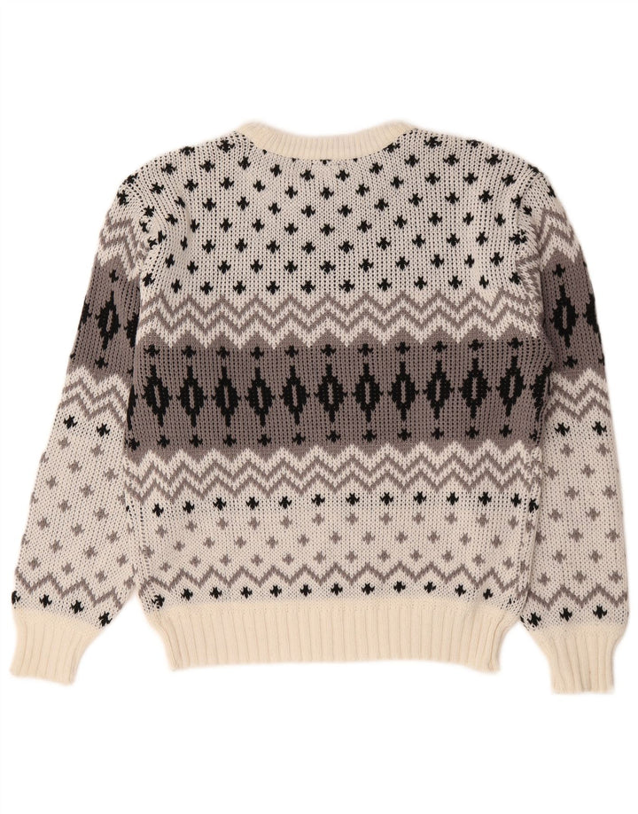 C&A Suéter tipo jersey con cuello redondo para hombre EU 48/50 Medium White Fair Isle