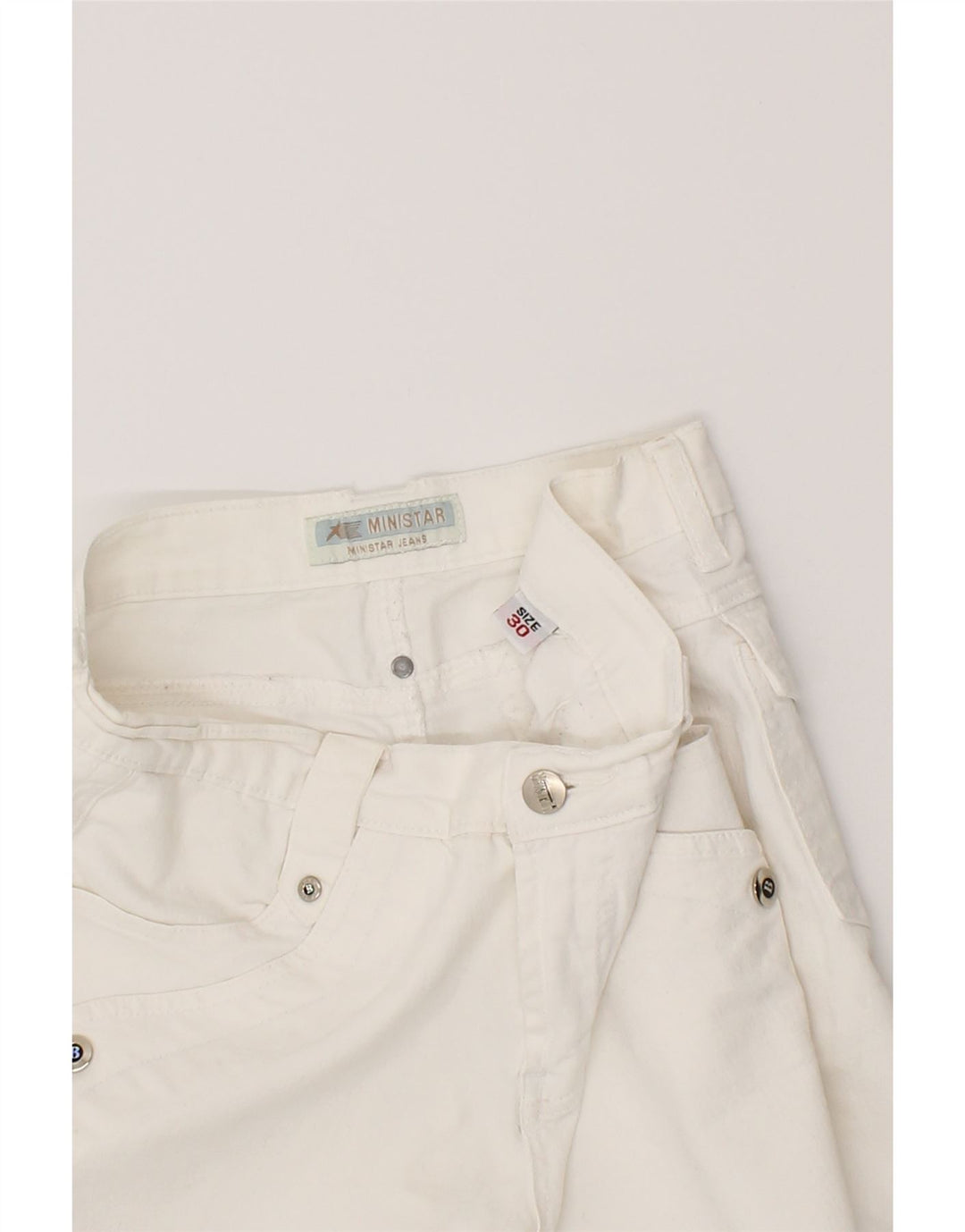 VINTAGE Womens Denim Shorts W30 Medium White Cotton Vintage Vintage and Second-Hand Vintage from Messina Hembry 