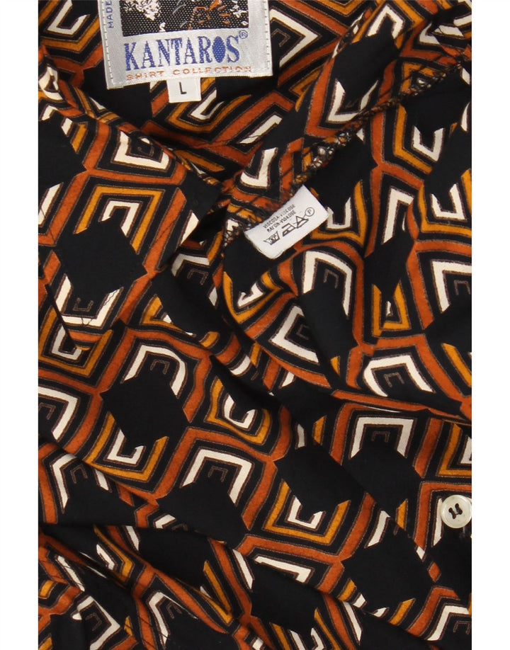 Camisa Kantaros Hombre Large Viscosa Geométrica Marrón