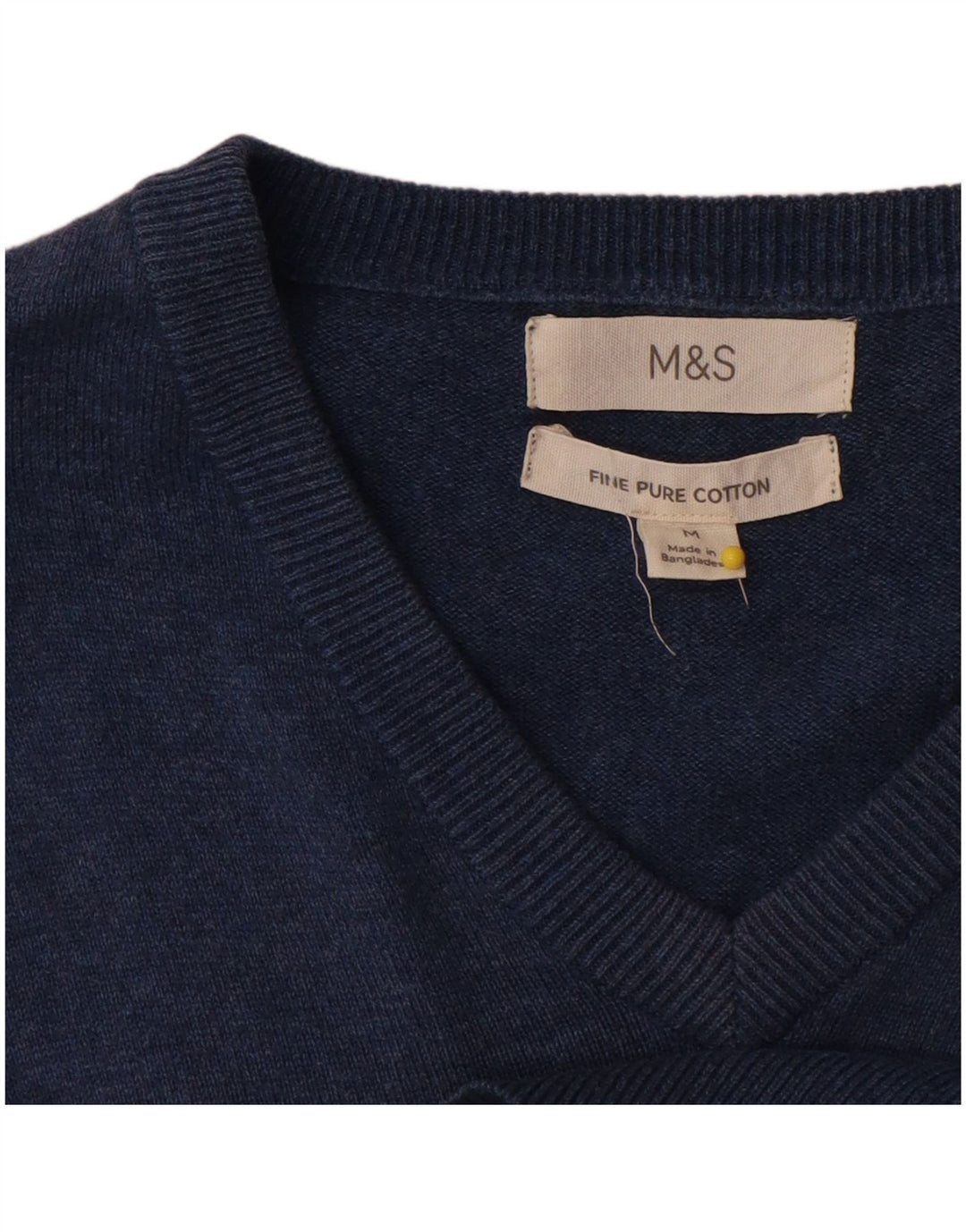 Marks & Spencer Jersey con cuello en V para hombre de algodón azul medio