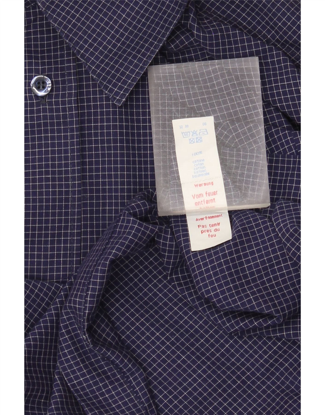 Camisa Fila para hombre grande de algodón a cuadros azul marino