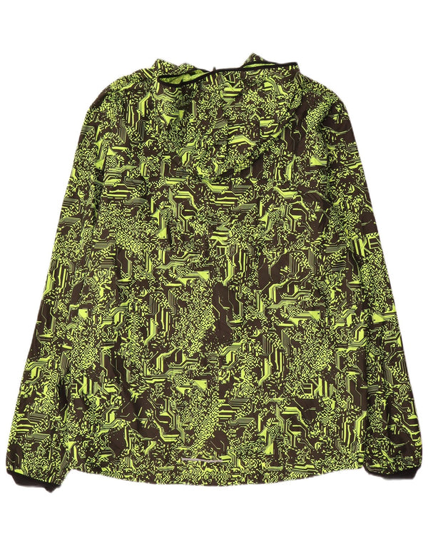 Nike Chaqueta impermeable con capucha para correr para hombre UK 42 XL Poliéster geométrico verde