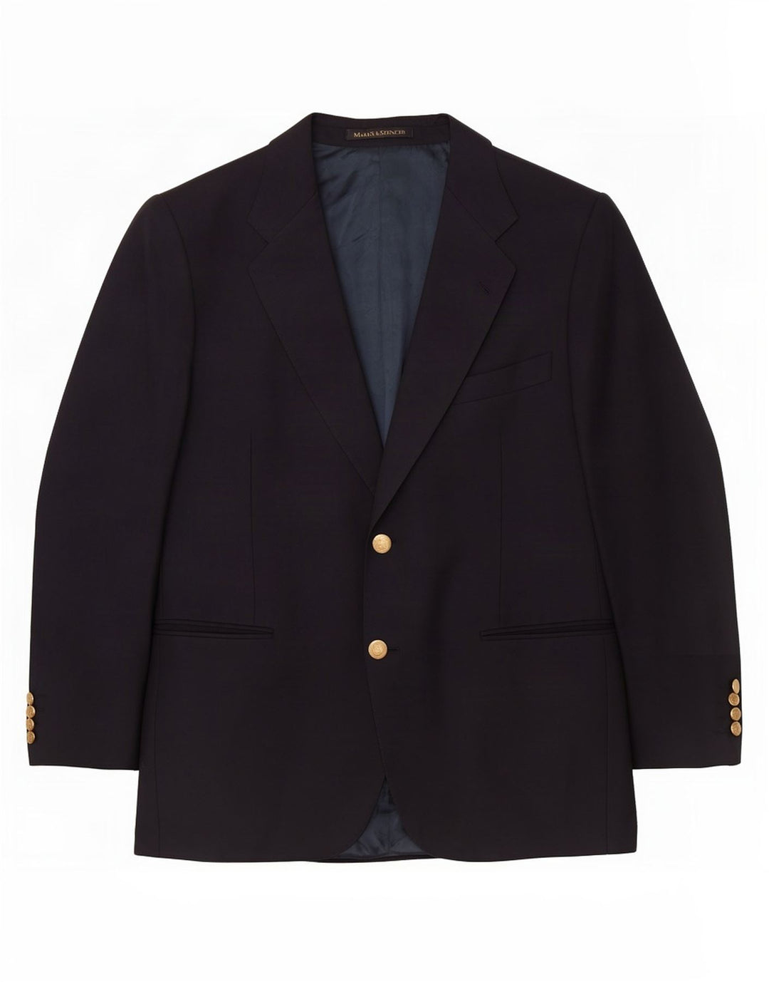 Marks & Spencer Chaqueta tipo blazer corta de 2 botones para hombre, talla grande, de lana azul marino