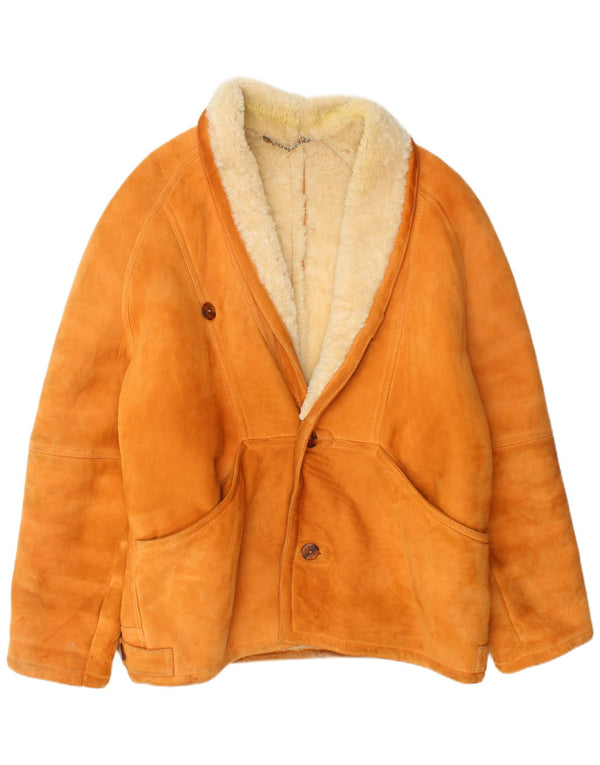 VINTAGE Chaqueta de piel de oveja para hombre IT 52 XL Beige Shearling