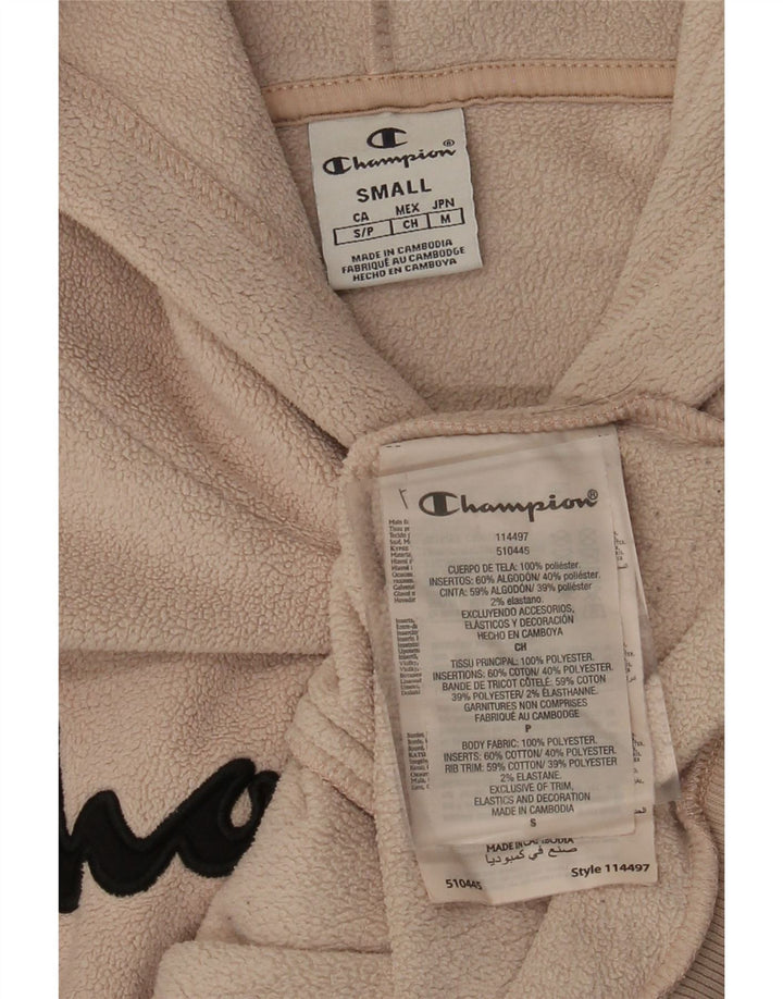 CHAMPION Jersey de forro polar con capucha y gráfico para hombre Pequeño Poliéster beige