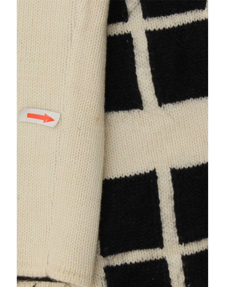 Seventy Suéter Cárdigan Abierto Corto Para Mujer IT 42 Medium Off White Geométrico