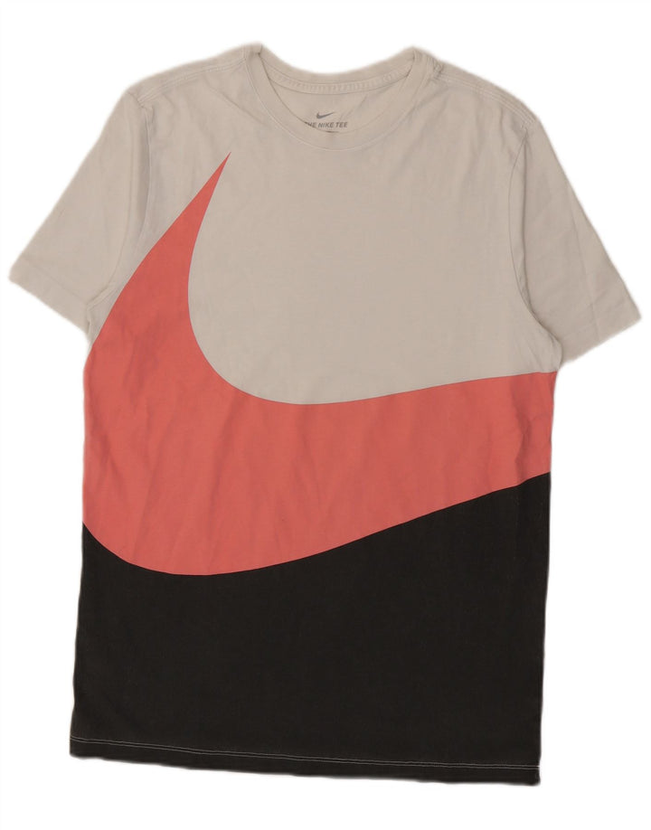 Nike Camiseta gráfica para hombre, parte superior mediana de algodón con bloques de color blanco