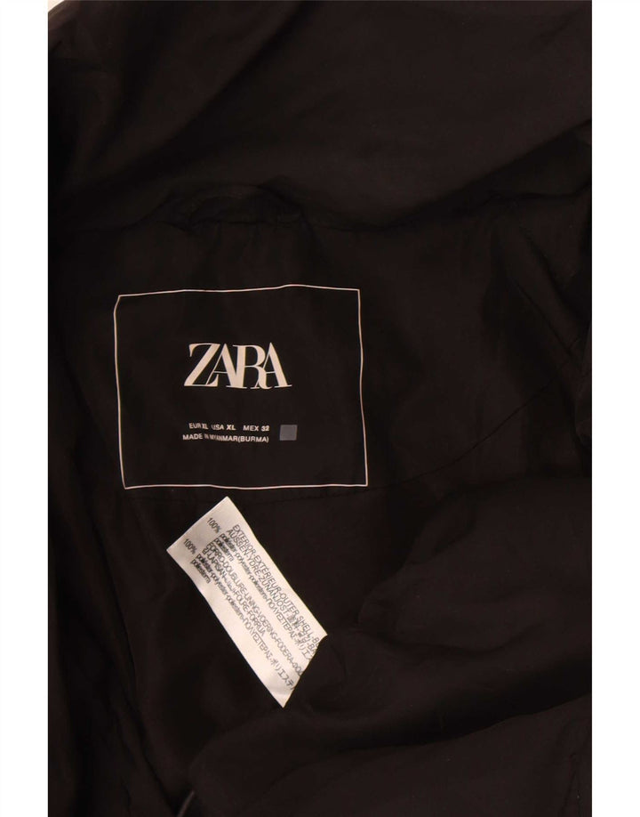 Zara Mujer Chaqueta Acolchada Corta Extragrande UK 40 XL Poliéster Negro