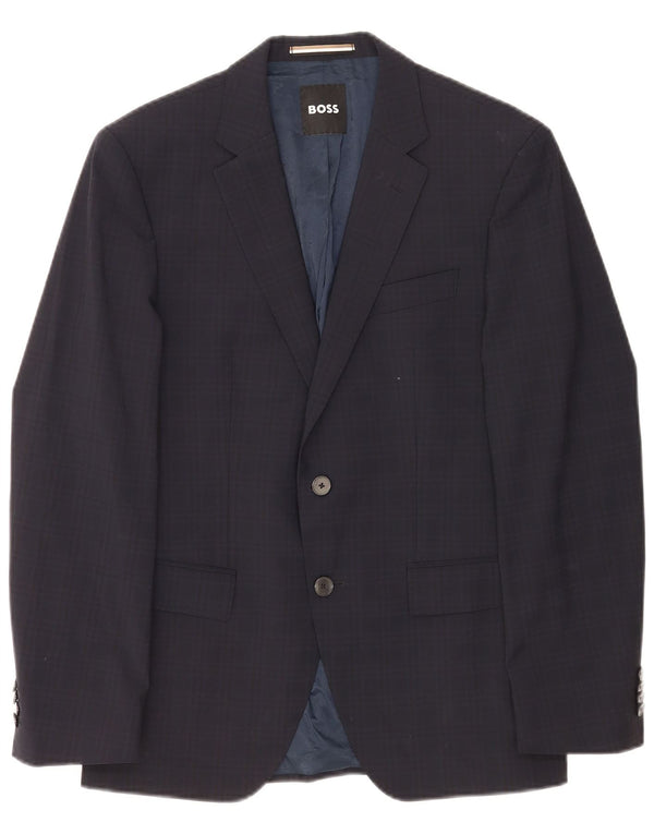 Hugo Boss Chaqueta tipo blazer de 2 botones para hombre EU 48 Medium Azul marino Cuadros clásicos