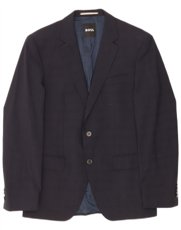 Hugo Boss Chaqueta tipo blazer de 2 botones para hombre EU 48 Medium Azul marino Cuadros clásicos