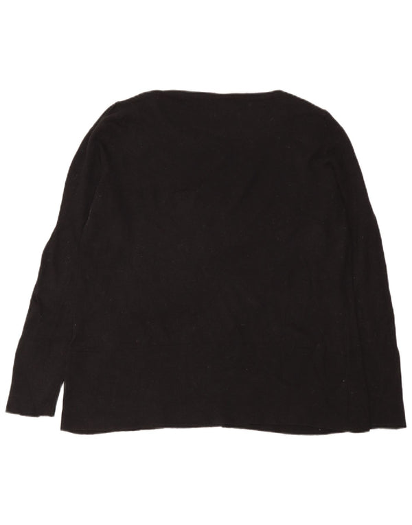 Marks & Spencer Jersey con Cuello Barco para Mujer UK 46 Grande Algodón Negro