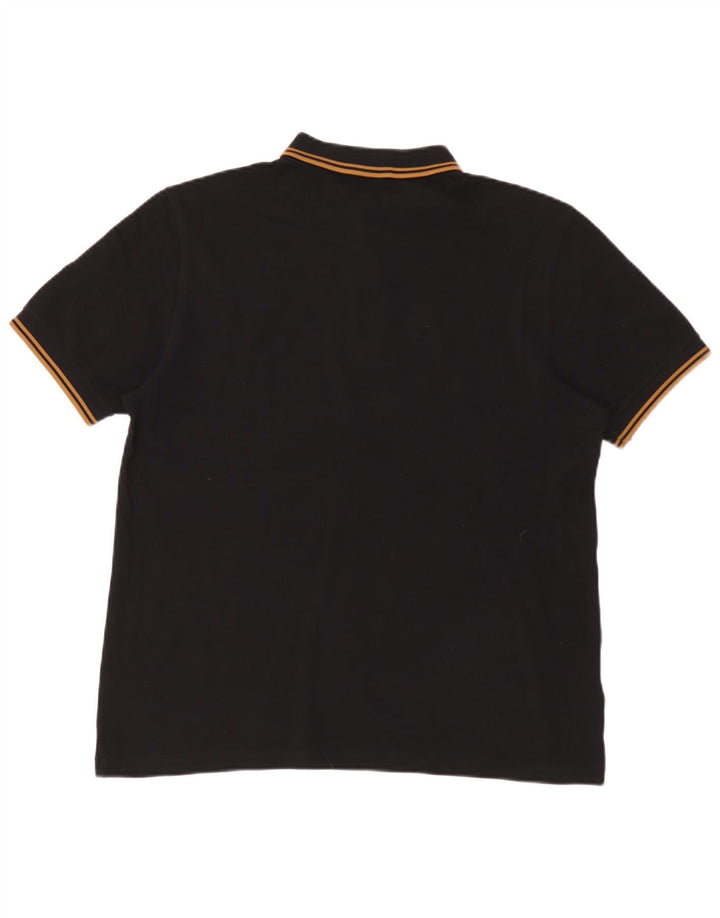 Fred Perry Polo para hombre grande de algodón negro