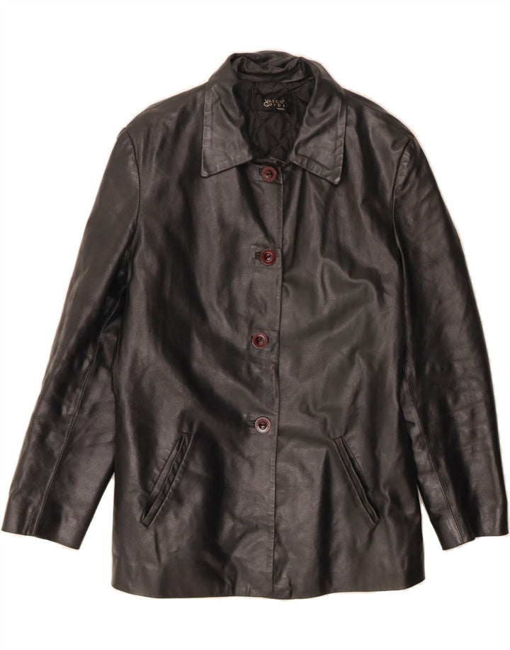 VINTAGE Womens Leather Jacket IT 48 XL Black Leather Vintage Vintage and Second-Hand Vintage from Messina Hembry 