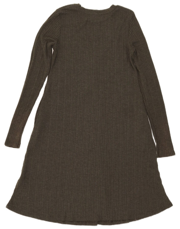 Marks & Spencer Vestido acampanado de manga larga para mujer UK 8 Small Poliéster caqui