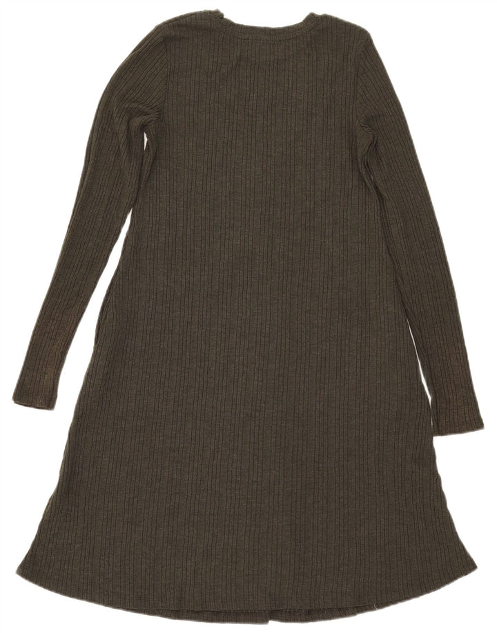 Marks & Spencer Vestido acampanado de manga larga para mujer UK 8 Small Poliéster caqui