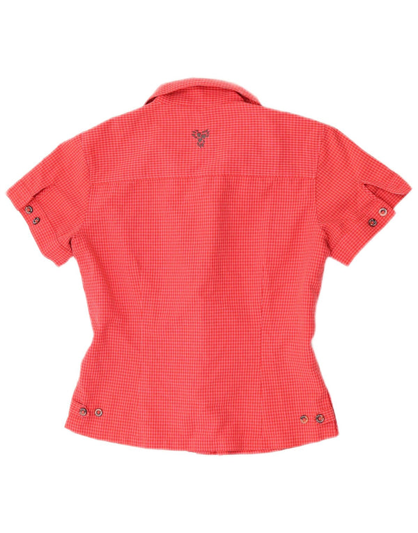 Jack Wolfskin Camisa de manga corta para mujer UK 8 Small Red Check Poliéster