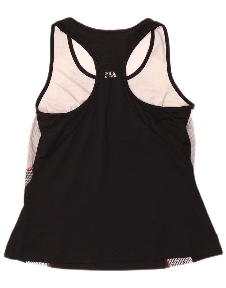 FILA Camiseta sin mangas para mujer UK 12 Medium Black Colourblock Poliéster