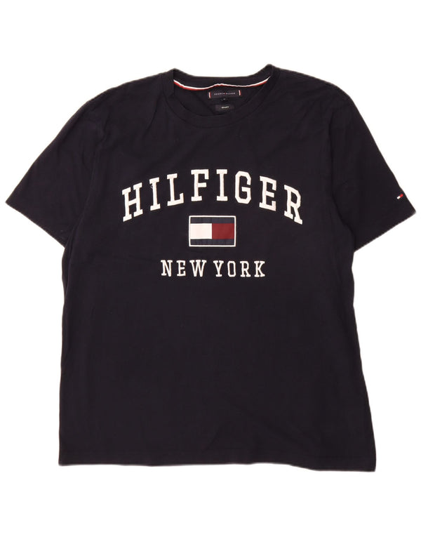 Tommy Hilfiger Camiseta con gráfico de ajuste regular para hombre XL Azul marino