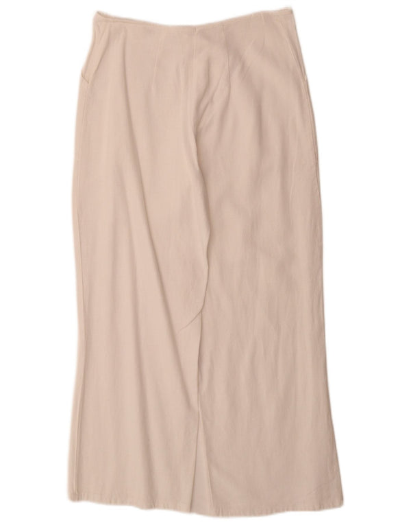 Vintage mujer pierna ancha pantalones recortados grandes W32 L26 lino blanco