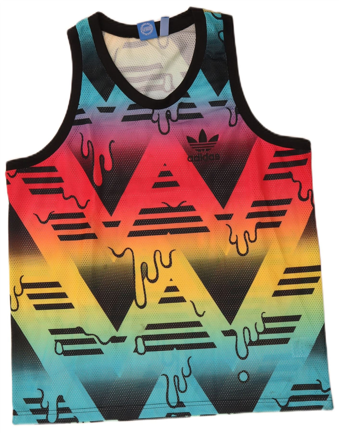 Adidas - Camiseta sin mangas con estampado abstracto para hombre, talla grande, poliéster multicolor