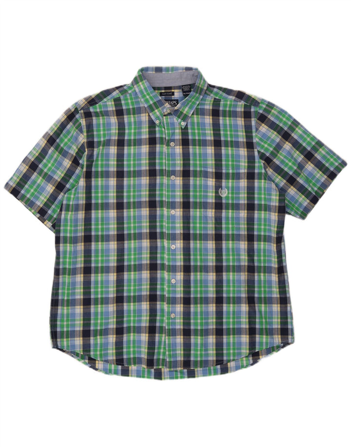 Chaps Camisa Manga Corta Hombre XL Algodón A Cuadros Verde