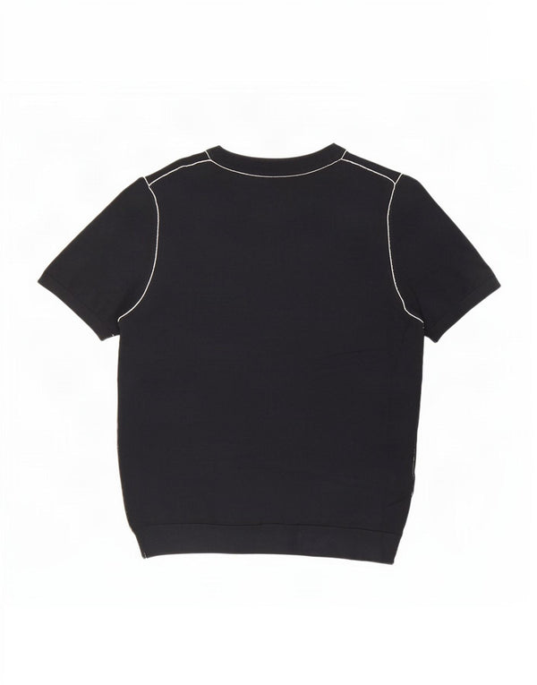 Zara Mujer Jersey De Manga Corta Con Cuello Barco UK 40 XL Azul Marino