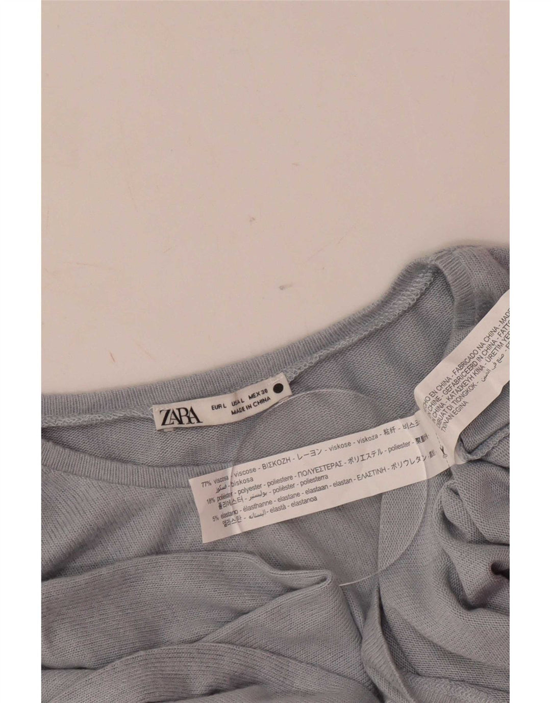 Zara Mujer Top Manga Larga UK 44 Large Viscosa Gris