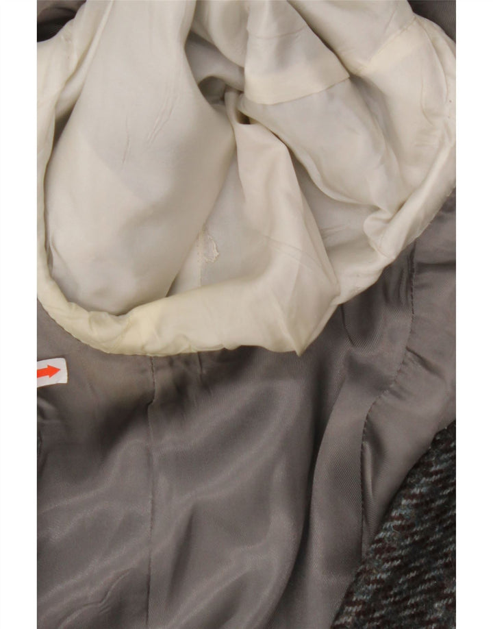 VINTAGE Chaqueta Blazer de 2 botones para hombre Reino Unido 38 Pata de gallo gris medio