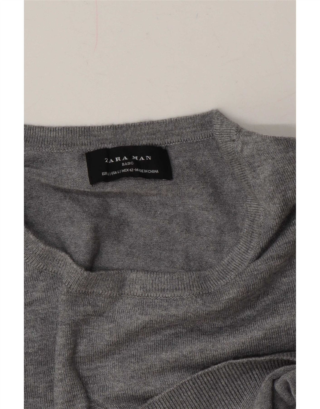Zara Hombre Jersey De Cuello Redondo Jersey Grande Gris