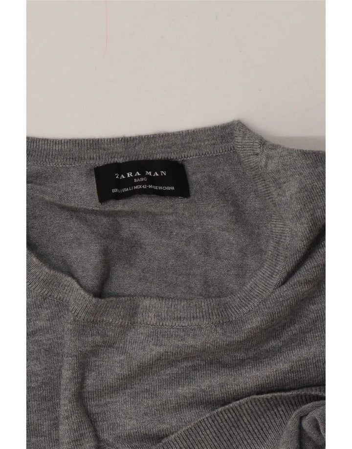 Zara Hombre Jersey De Cuello Redondo Jersey Grande Gris
