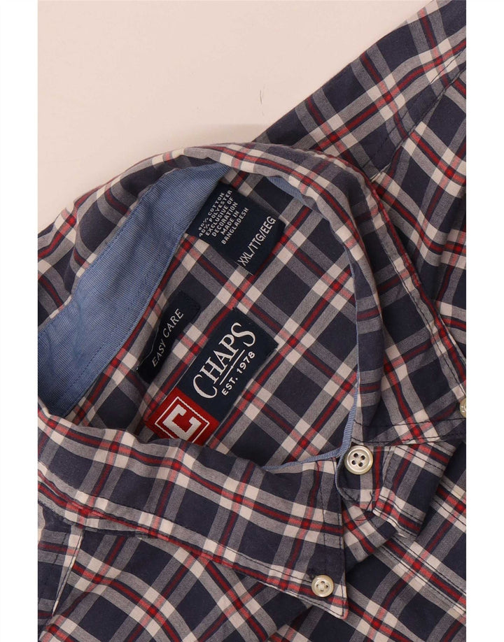 Chaps Camisa de fácil cuidado para hombre, 2XL, algodón a cuadros azul marino