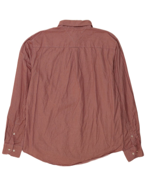 Camisa Tommy Hilfiger de corte personalizado para hombre, algodón a cuadros rojos grandes