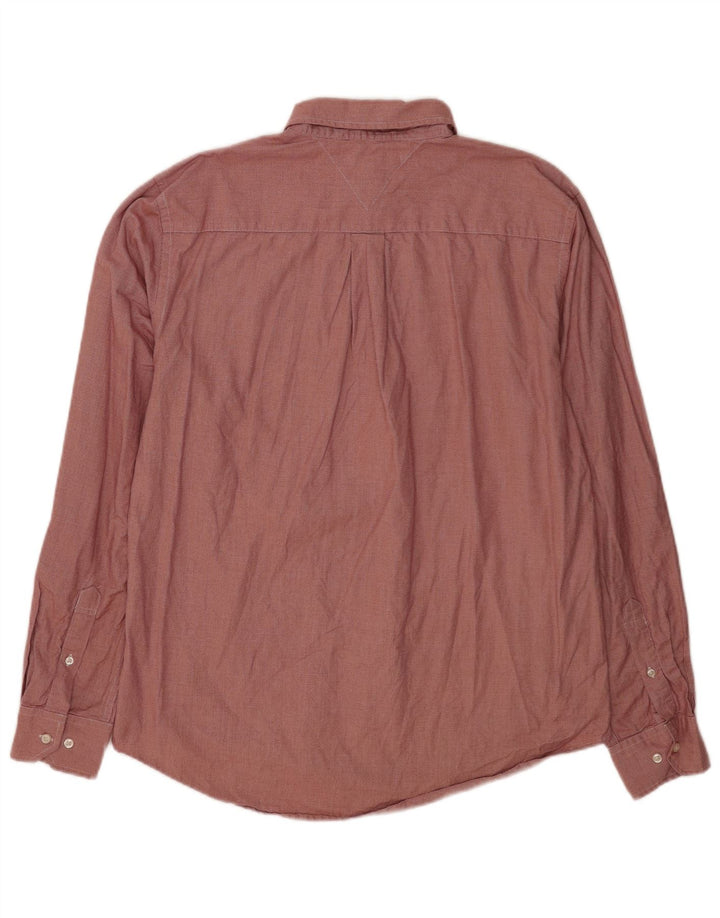 Camisa Tommy Hilfiger de corte personalizado para hombre, algodón a cuadros rojos grandes