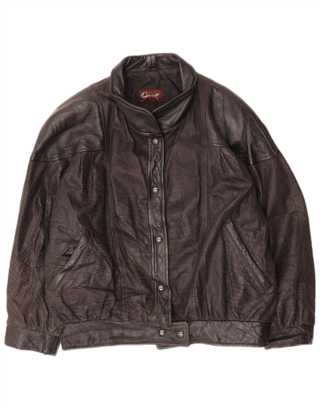 Chaqueta de cuero vintage para mujer IT 44 Cuero negro medio