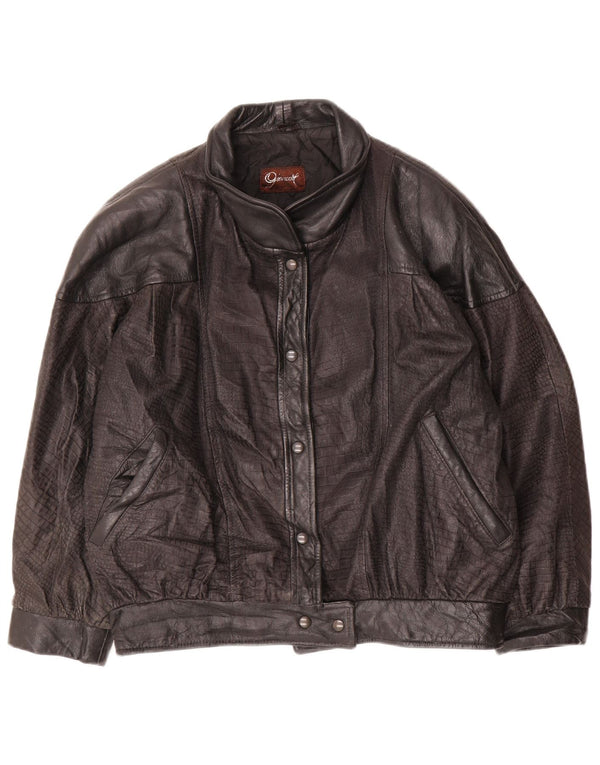 Chaqueta de cuero vintage para mujer IT 44 Cuero negro medio