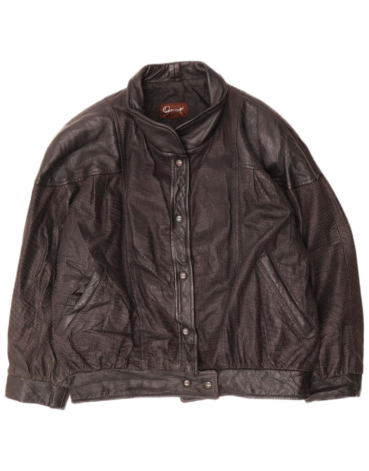 Chaqueta de cuero vintage para mujer IT 44 Cuero negro medio