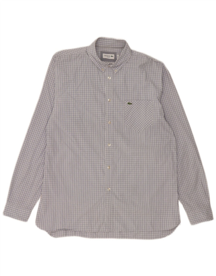 Camisa Lacoste Slim Fit para hombre Talla 42 Algodón a cuadros azul grande