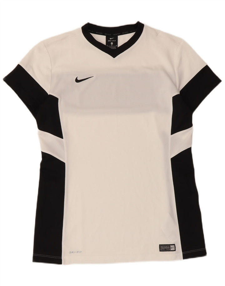Camiseta Nike Dri Fit para hombre Top medio blanco color block Poliéster