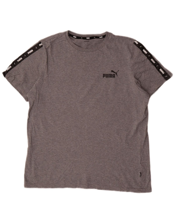 Puma Camiseta gráfica para hombre Top grande de algodón con bloques de color gris